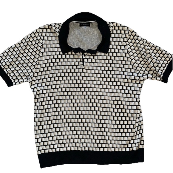 Men’s Elie Tahari Brown Color Block Short Sleeve Sweater Polo XL Wool Blend $88 - Picture 1 of 4